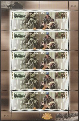 2001 AUS - SG2073a Centenary of Australian Army Sheet (10) MNH
